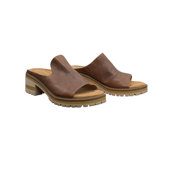 Salvia Shoes - Salvia Chunky Mule Harper Women SZ 41 10 Brown Boho Hippie Leather Lug Sandals